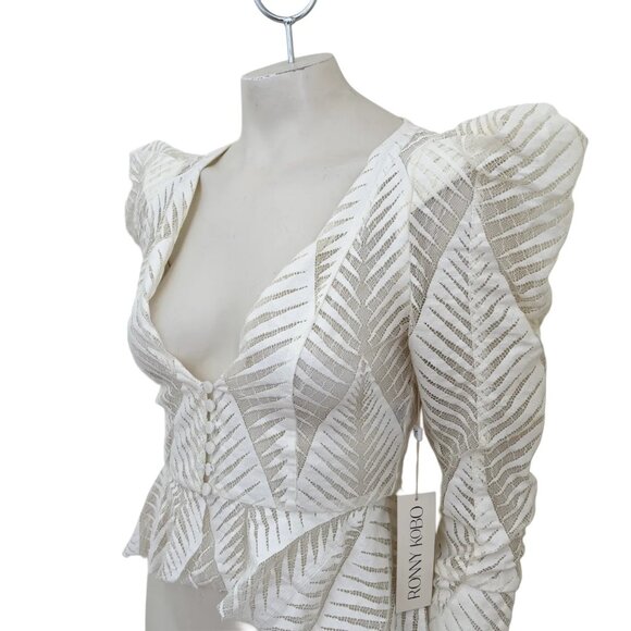NWT RONNY KOBO Dabria Silk Lace Top in White  VERY RARE  SZ S - Picture 4 of 12